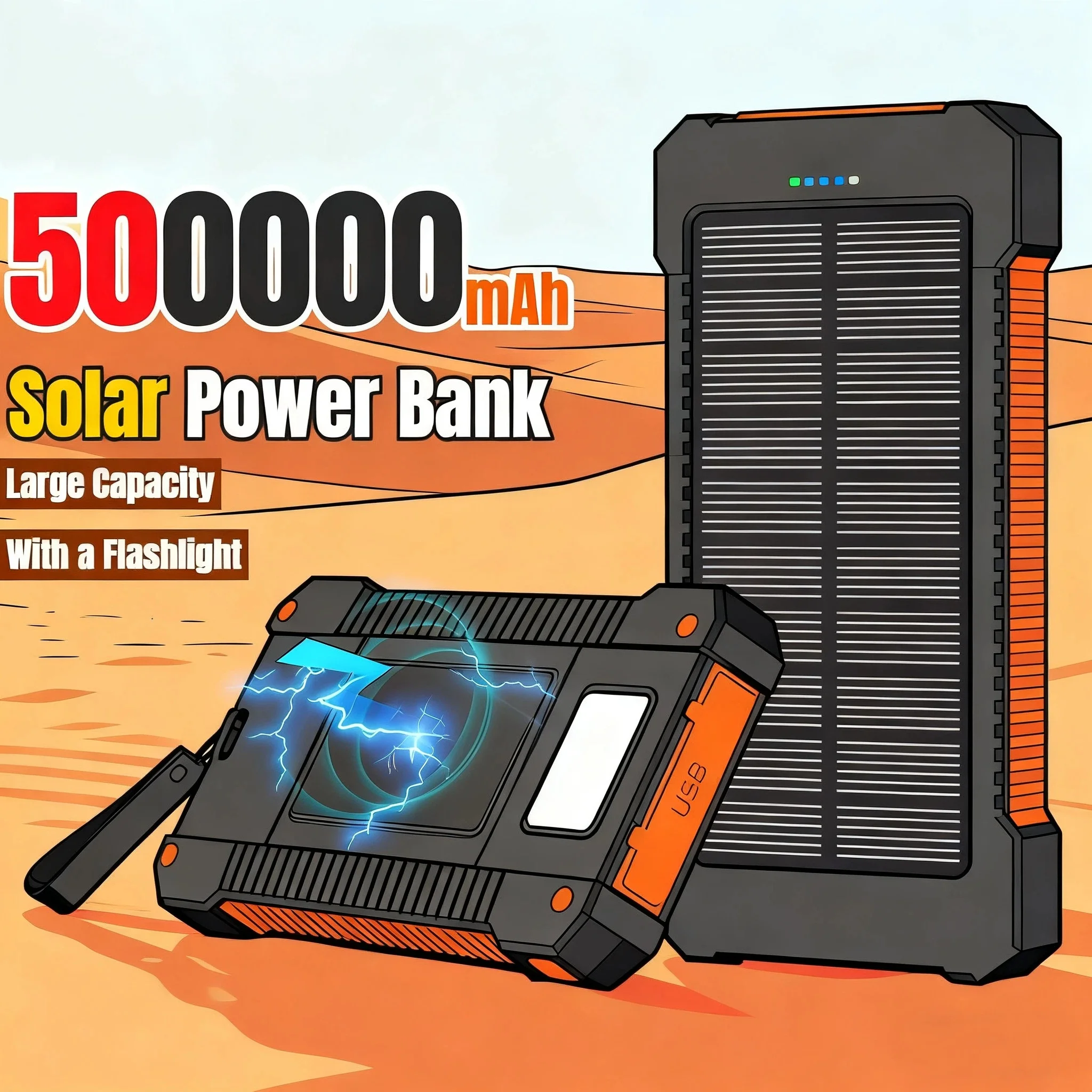500000mAh Waterproof Outdoor S - đánh giá và giá Solar Emergency Charger